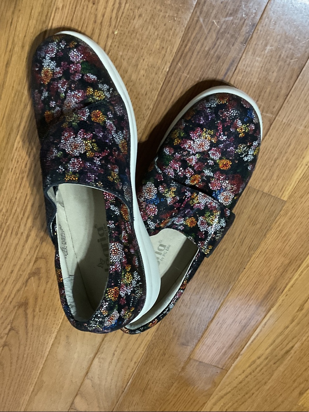 Alegria Black Multicolor Floral Slip-On Loafers